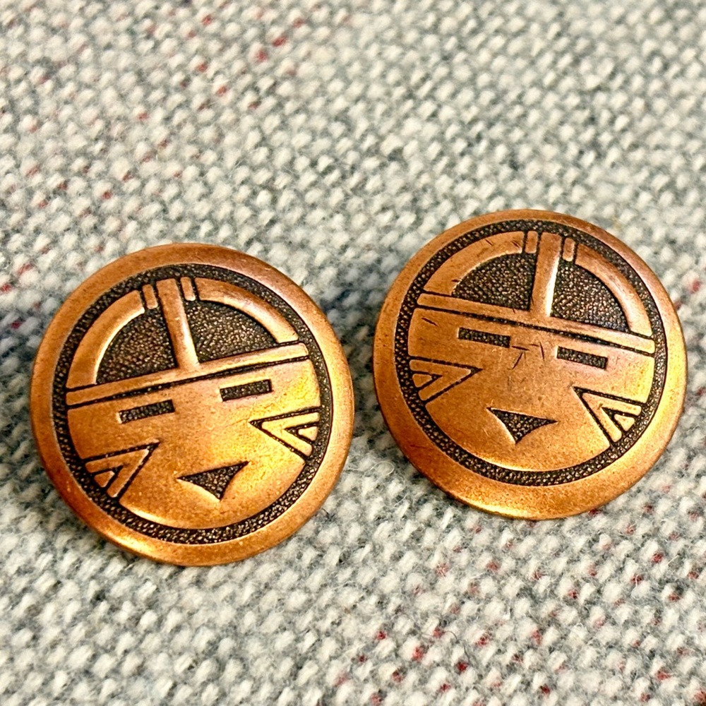 Vintage 1970s authentic Native American Copper Earrings